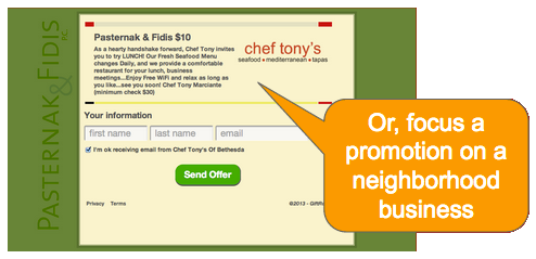 It only took Chef Tony a minute to create a very targeted promotion and email it to the office manager